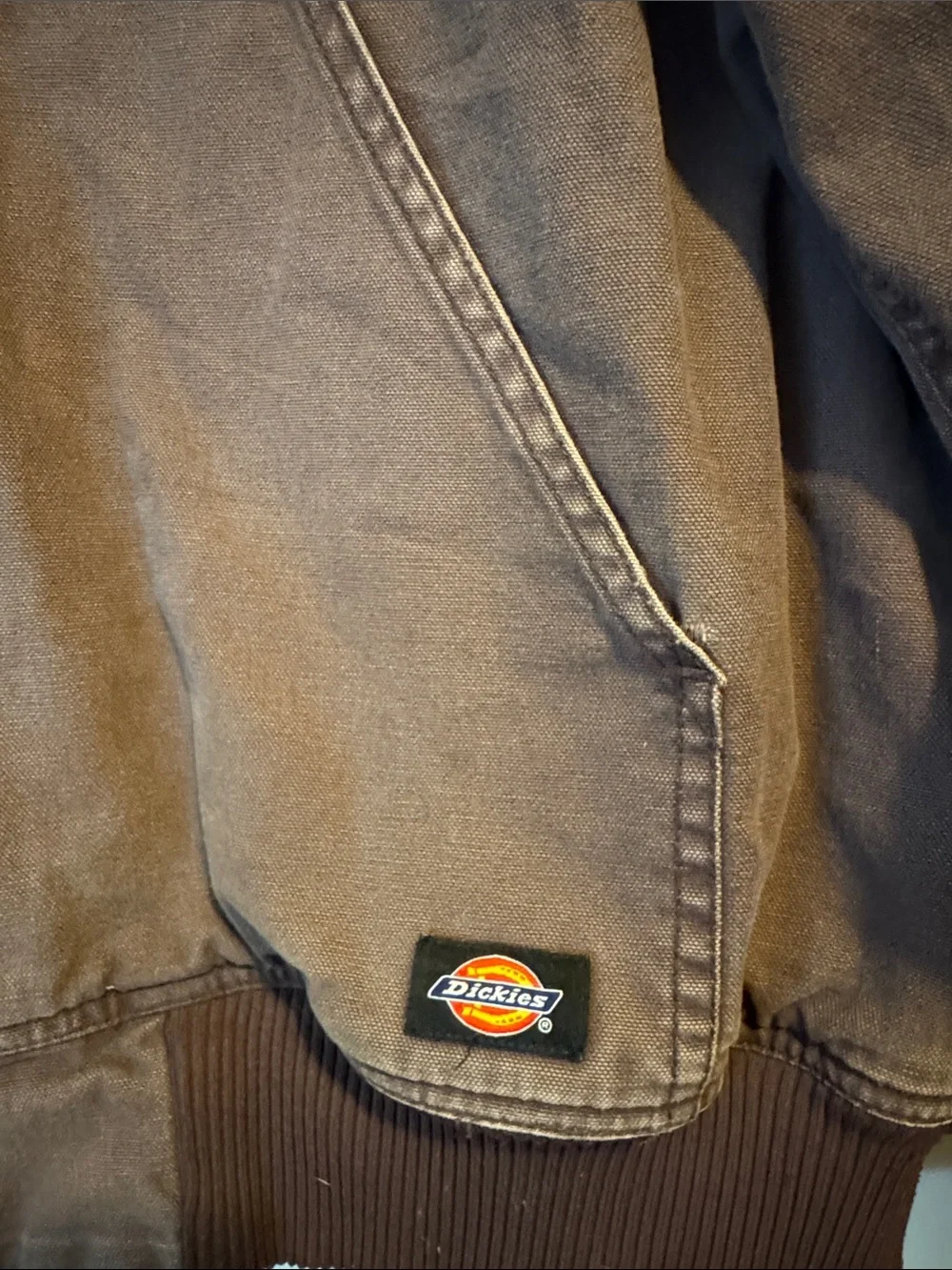 Dickies Brown Hooded Canvas Jacket with Ribbed Hem
